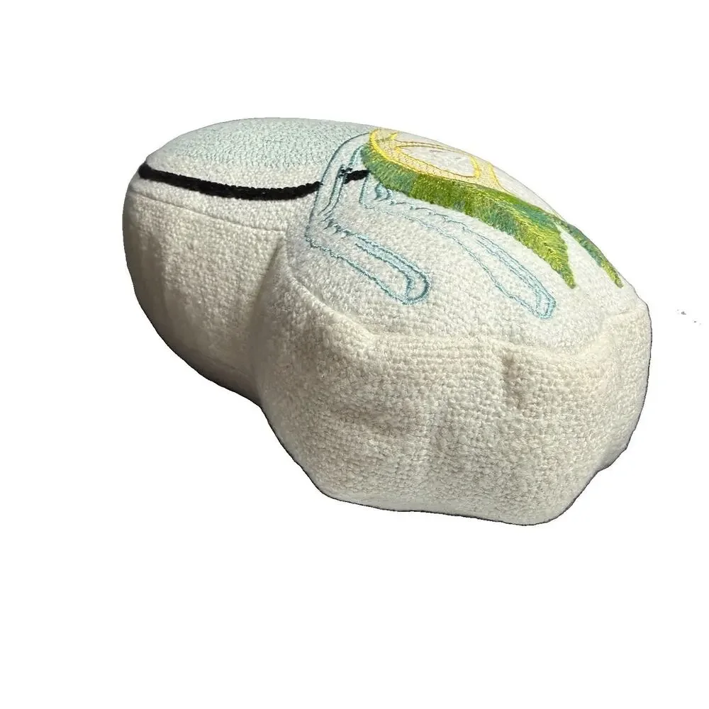 Mary & Edgar Embroidered Skull Margarita Pillow White NWOT Thread Defect